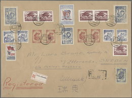 Korea-Nord: 1950/55 (ca.), 19 Stamps Inc. Pilot Heroe (3) Tied "8.11.55" To Larger Registered Cover - Corea Del Nord
