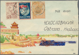 Korea-Nord: 1951, 5 W. On 6 W. Orange (diameter 11 Mm) With 20 W. And 70 W. Tied "6.10.55" Via "PHYO - Corea Del Norte