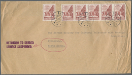 Korea-Nord: 1964, "RETURNED TO SENDER / SERVICE SUSPENDED" On Both Sides Of Surface Mail Cover From - Corée Du Nord