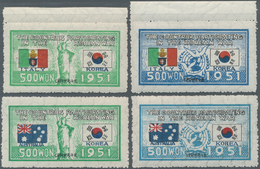 Korea-Süd: 1951, Flag Set Of 44 Vals. Inc. Italy Both Old And New Flag, Mint Never Hinged MNH, 4 Set - Corea Del Sud