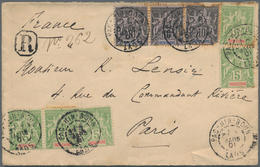 Laos: 1901, 15 C.(5), 10 C. (3) Tied "PAC-CHIN-BOUN 7 MAR 01" To Registered Cover To Paris/France, O - Laos