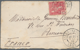 Laos: 1909, 10 C. Red Tied "LENG-KHOUANG 20 MAI 09 LAOS" To Small Size Cover To Amiens/France, On Re - Laos