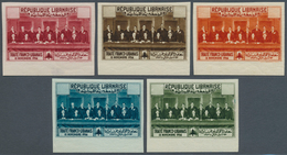 Libanon: 1936, Franco-Lebanese Treaty, Not Issued, Complete Set Of Five Values Imperforate And With - Lebanon