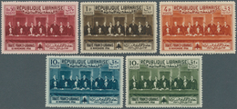 Libanon: 1936, Franco-Lebanese Treaty, Not Issued, Complete Set Of Five Values, Mint O.g. (0.50pi., - Libano