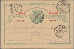 Macau: 1895, Stationery Card 5 A./30 R. Canc. "MACAU 1 MAR 95" Via Hong Kong Same Day And French Mai - Other & Unclassified