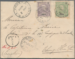 Macau: 1899, Carlos 2 A., 3 A. (torn) Tied "MACAU 6 DEC 00" To Small Envelope To Chong-Ha-Phu, Tonki - Autres & Non Classés