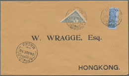 Macau: 1910, Bisects Of Each 2 A.bluish Green And 6 A./200 R.b Tied "MACAU 24 OUT" To Cover To Hong - Otros & Sin Clasificación