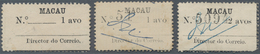 Macau: 1911, Provisional 1 Avo Unused No Gum Resp. 1 Avo, 2 Avo Actually Used With Signature Of Post - Autres & Non Classés