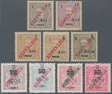 Macau: 1913, Republica Ovpts. Inc. 1 A./13 A. Violet And 1 A./13 A. Greyish Violet, Unused No Gum As - Andere & Zonder Classificatie