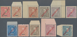 Macau: 1913, Republica Ovpts., Local 23 Mm Type, 4 A./47 A. Cpl. Set Inc. Three Corner Margin And Fo - Autres & Non Classés