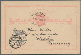 Macau - Ganzsachen: 1899/1914, Card Carlos 20 R. Canc. "MACAU 12.ABR.99" Via Hong Kong To Potsdam/Ge - Interi Postali