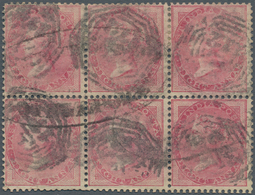 Malaiische Staaten - Straits Settlements: 1856-64 East India 8a. Carmine, No Wmk, Horiz. BLOCK OF 6, - Straits Settlements