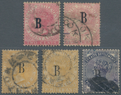 Malaiische Staaten - Straits Settlements - Post In Bangkok: 1882-85, Group Of Five Used Stamps Optd. - Straits Settlements