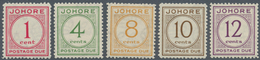 Malaiische Staaten - Johor-Portomarken: 1938, Postage Dues Complete Set Of Five, Mint Lightly Hinged - Johore