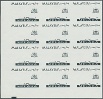 Malaiische Staaten - Malakka: 1965, Orchids Imperforate PROOF Block Of Twelve With Black Printing On - Malacca