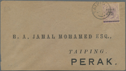 Malaiische Staaten - Perak: 1891 QV 1c. On 6c. Lilac, Ovpt. SG Type 37, Used On Printed Envelope And - Perak