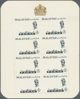 Malaiische Staaten - Perak: 1965, Orchids Imperforate PROOF Block Of Eight With Black Printing Only - Perak