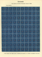 Malaiische Staaten - Sarawak: 1899 Provisional 4c. On 8c. Bright Blue/blue, Complete Sheet Of 100 Fr - Otros & Sin Clasificación