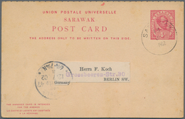 Malaiische Staaten - Sarawak: 1902, Postal Stationery Double Card 4+4c. Carmine Used From Sarawak To - Sonstige & Ohne Zuordnung