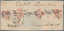 Niederländisch-Indien: 1855/1865 Ca., Lot Of 4 Folded Letter Sheets With Different Oval Postmarks, C - Netherlands Indies