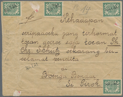 Niederländisch-Indien: 1907, 2½c. Green, Four Copies On Letter, Each Oblit. By Single Strike Of Stra - Nederlands-Indië