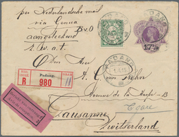 Niederländisch-Indien: 1908 Postal Stationery Envelope 17½ On 25c. Violet Used Registered With A.R. - Niederländisch-Indien