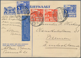 Niederländisch-Indien: 1936, Stationery Card 5 C. Blue Uprated Total 25 C. Tied "MEDAN 19.12.36" By - India Holandeses