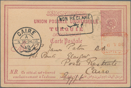 Palästina: 1896, Turkey 20 Para Postal Stationery Card Tied By "TABARIYE" Cds., To Cairo Egypt With - Palestine