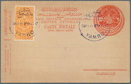 Saudi-Arabien: 1917, Ottoman 20 Para Postal Stationery Answering Card Uprated With Hejaz 1/8 Pia. Or - Saoedi-Arabië