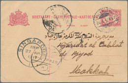 Saudi-Arabien: 1917 Incoming Mail To MECCA: Dutch East Indies Postal Stationery Card 5c. Used From P - Arabie Saoudite