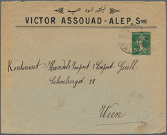 Syrien: 1920, ALEPPO LOCAL ISSUE Red Overprinted 1 Pia. On Commercial Cover From Aleppo To Vienna, S - Syrië
