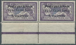 Syrien: 1923, Airmails "Syrie-Grand Liban", Wide Spacing 3¾mm, 3pi. On 60c. Violet/blue, Horiz. Pair - Syrien