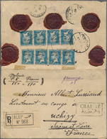 Syrien: 1924, Pasteur 2,50 On 50 C. Blue Two Strips Of Four On Sealed Valeur Declare Cover From Alep - Syria