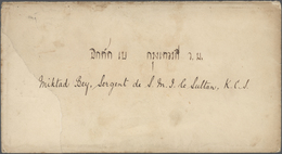 Thailand: 1899. Crested 'JOR-POR-RAW' Royal Envelope (tear At Left) Containing Royal Crested 'CHIANG - Thailand