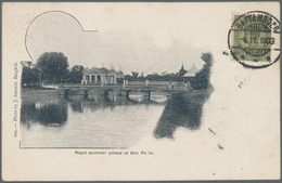 Thailand: 1903 Siamese Stamps Used In BATTAMBONG, Cambodia: Picture Postcard Used Locally Battambong - Tailandia