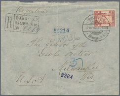 Thailand: 1908, 18 A. Brown Tied "Bangkok.2 6.6.08" To Registered Cover To Milwaukee/Wisc., USA W. O - Thaïlande