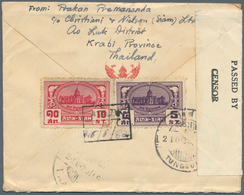 Thailand: 1939: Censored Cover From Ao Luk To Paris, France, Franked On Reverse With 1939 'Survey De - Thaïlande