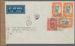 Thailand: 1941 Censored Airmail Cover From Bangkok To Niagara Falls, U.S.A. Franked By 1941 50s. Pai - Tailandia