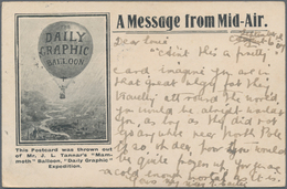 Thematik: Ballon-Luftfahrt / Balloon-aviation: 1907, DAILY GRAPHIC BALLOON FLIGHT: Printed Design Sh - Arbres