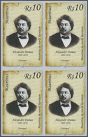 Thematik: Druck-Schriftsteller / Printing-writers, Authors: 2008, Mauritius. IMPERFORATE Block Of 4 - Ecrivains