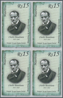 Thematik: Druck-Schriftsteller / Printing-writers, Authors: 2008, Mauritius. IMPERFORATE Block Of 4 - Ecrivains