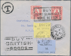 Thematik: Nahrung-Salz / Food-salt: 1932, Turks Islands. Letter With Two Times ¼d Caicos Islands And - Food