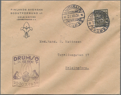 Thematik: Pfadfinder / Boy Scouts: 1934, Finland. Boy Scout DRUMSÖ Cancel (23.VII.34) Twice On Cache - Altri & Non Classificati