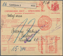 Thematik: Pilze / Mushrooms: JUGOSSLAVIA. 1937. 25p Red/yellowish Parcel Card Accompanying A Heavy P - Champignons