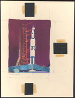 Thematik: Raumfahrt / Astronautics: 1969, Fujeira, ASTRONAUTICS, Final Drawing For Nomination 10Dh. - Otros & Sin Clasificación