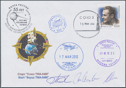 Thematik: Raumfahrt / Astronautics:  2012. 55 Years Sputnik. Soyuz TMA-04M Decorative Cover With Aut - Andere & Zonder Classificatie