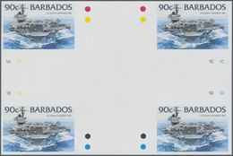 Thematik: Schiffe / Ships: 1994, Barbados. IMPERFORATE Cross Gutter Pair For The 90c Value Of The SH - Schiffe