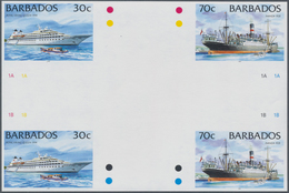 Thematik: Schiffe / Ships: 1996, Barbados. IMPERFORATE Cross Gutter Pair For The 30c And 70c Values - Bateaux