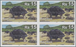 Thematik: Tiere-Schildkröten / Animals-turtles: 2009, Mauritius. IMPERFORATE Block Of 4 For The 15rs - Schildpadden