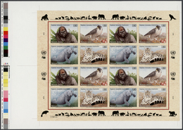 Thematik: Tiere-Vögel / Animals-birds: 1993, UNO Geneva. Imperforate Pane Of 4 Sets Of 4 Showing Gor - Other & Unclassified